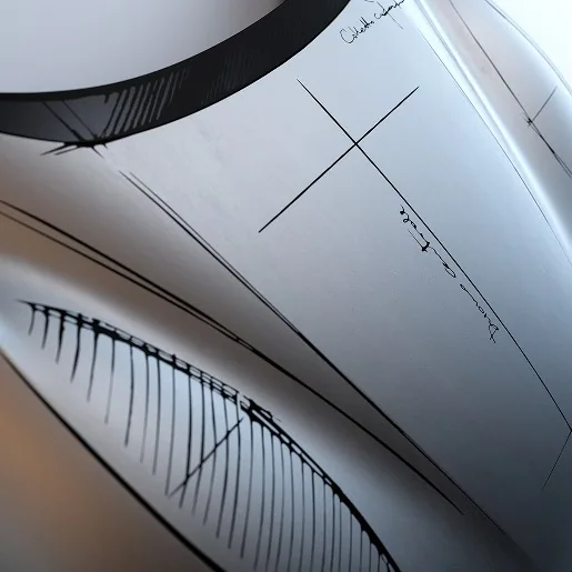 Ferrari Sketch Body銀色車身鈑件設計草圖細節