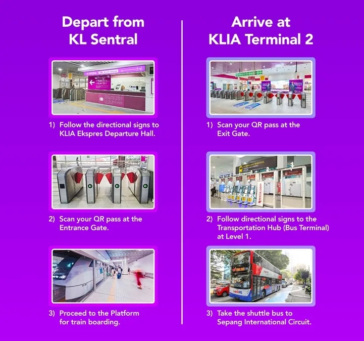 KL Sentral經KLIA T2轉乘巴士前往雪邦國際賽道指引