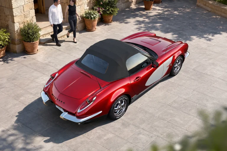 Mitsuoka LA1紅色車身關篷俯視官方圖片