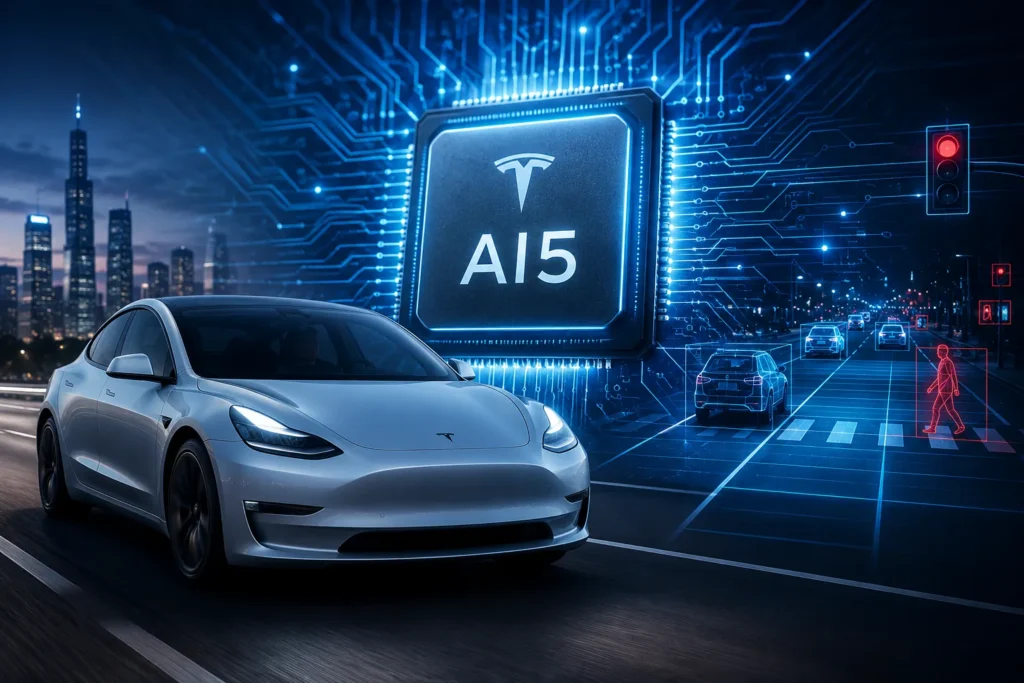 Tesla AI5来了!下一代AI晶片性能据称提升40倍 未来汽车竞争将进入AI时代