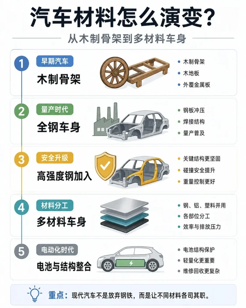 汽车为什么不再只靠钢铁?从木制车身到多材料时代