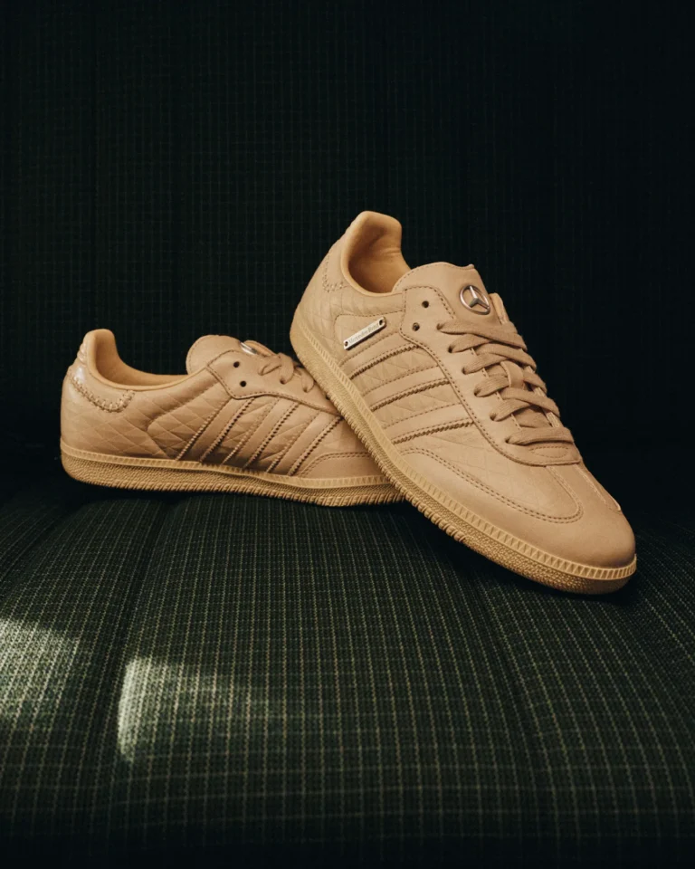 Mercedes-Benz與adidas聯名Samba OG Magic Beige鞋款產品照