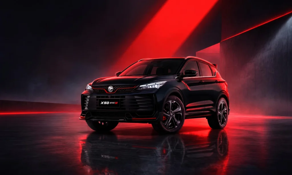 PROTON X50 Sport Edition官方整車圖片,黑色車身配紅色外觀點綴
