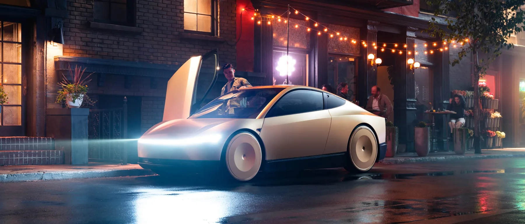 Tesla Robotaxi Cybercab官方宣傳圖片