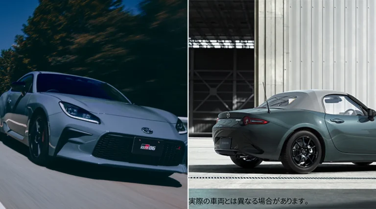 Toyota GR86與Mazda Roadster官方圖片並列